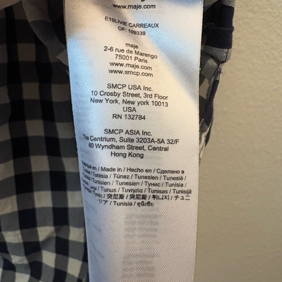 Maje Livie Trompe L'Oeil shirt in a black and white gingham plaid print - Picture 5 of 5